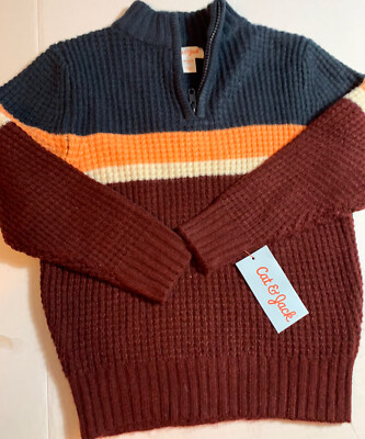 Boys Cozy Mock Neck 1/4 Zip-Up Pullover Sweater - Cat & Jack Burgundy XS 4-5