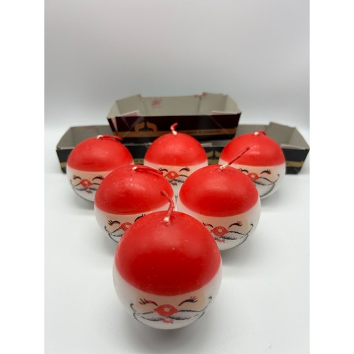 New Vintage Denmark Santa Round Wax Candles Christmas Candles Set of 6 - Picture 2 of 3