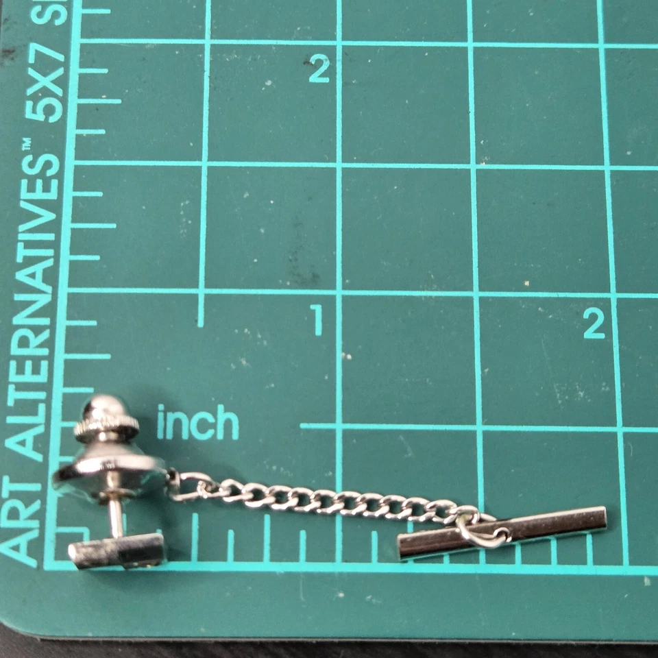 Anson Diamond Tie Tack Pin Sterling Silver 925 Shirt Lapel Pin Dress Vintage - Imagem 4 de 4