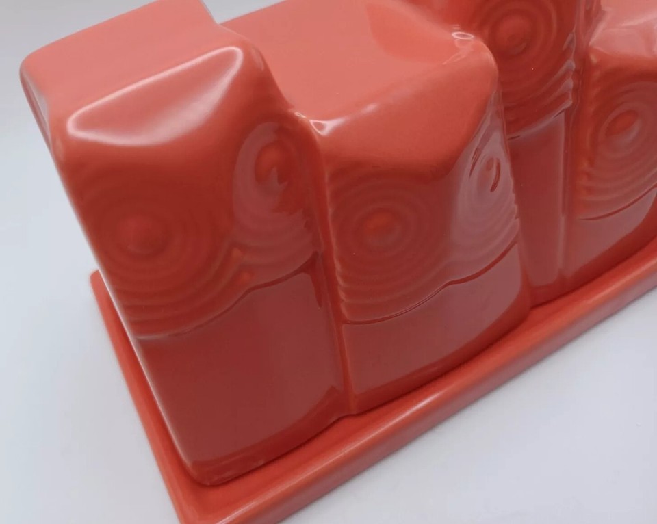 West Elm Persimmon Salmon Orange Owls Covered Butter Dish eBay