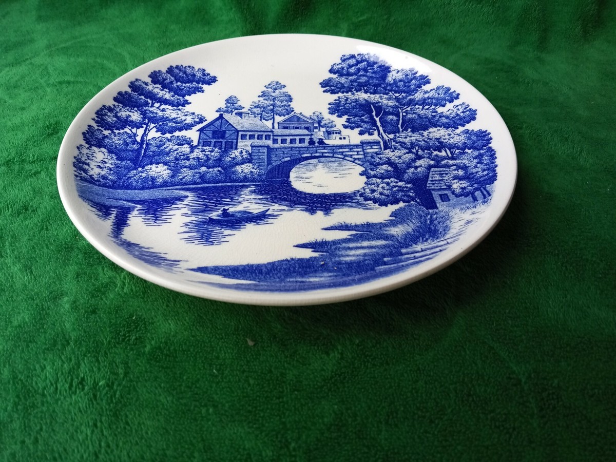 Set Nasco Lakeview Japan Hand Painted Blue and White Plates and