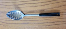 EKCO Vintage 12" Slotted Serving Spoon Stainless Steel Black Plastic Handle USA