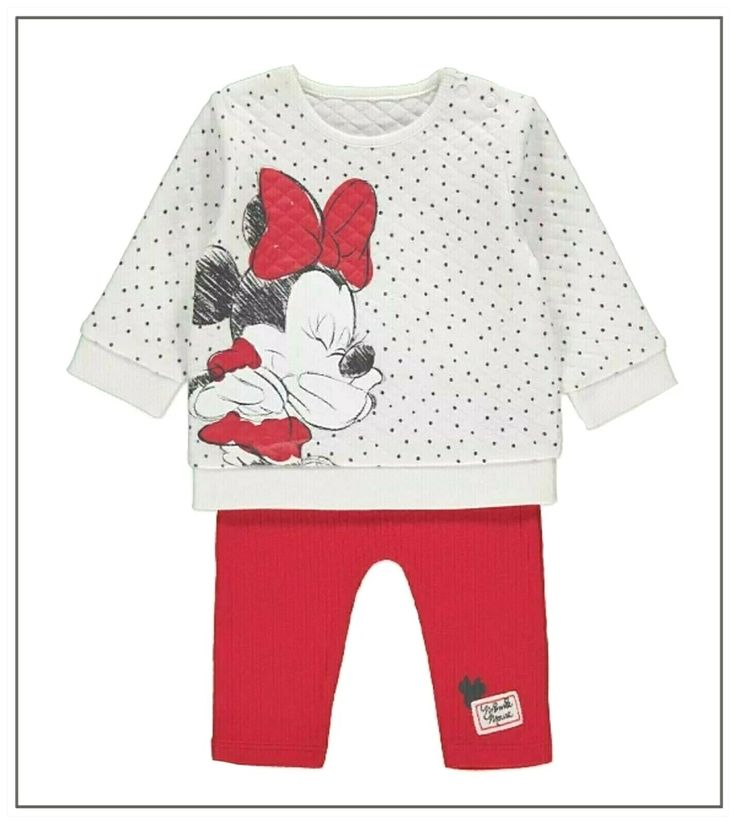 Disney Baby Girls Minnie Mouse Quilted Sweatshirt Leggings 2 Piece Outfit NEW