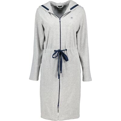 Cawö Home Bademäntel Damen Kurzmantel mit Kapuze Active 821 grau-melange-navy -
