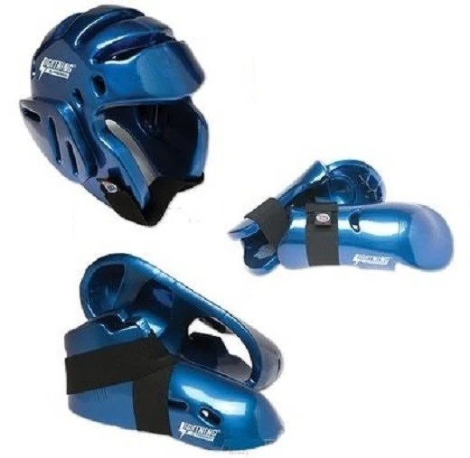 PROFORCE Lightning Blue Karate Taekwondo Sparring Gear Set Package Deal Child and Adult