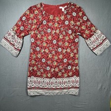 Vintage Forever 21 Boho Bell Sleeve Mini Dress Red Floral Cottagecore XS