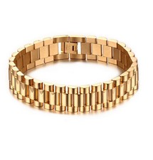 New List Stainless Steel Fashion design Men's Gold Bracelet Chain 15mm 8.66''