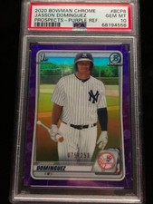 2020 Bowman Chrome Purple Ref 75/250 BCP-8 Jasson Dominguez Yankees PSA 10