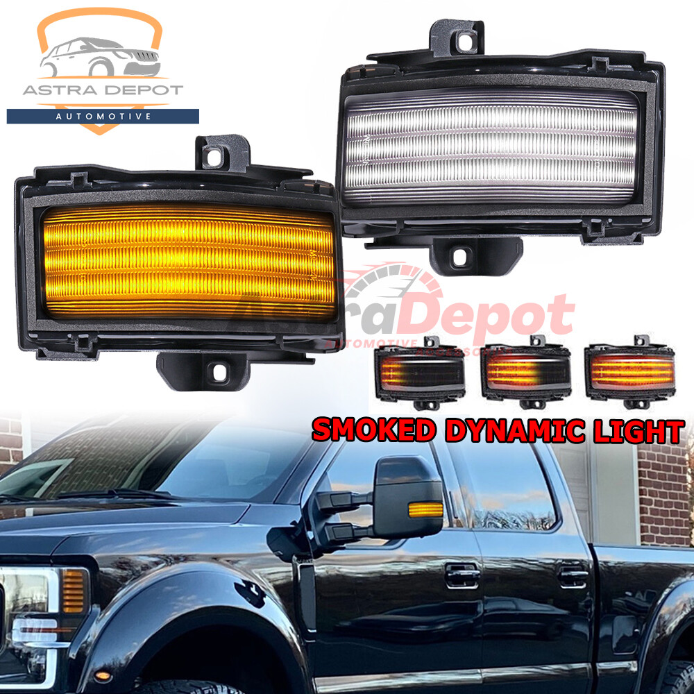 Smoked LED Dynamic Switchback Mirror Lights For 1722 Ford Super Duty