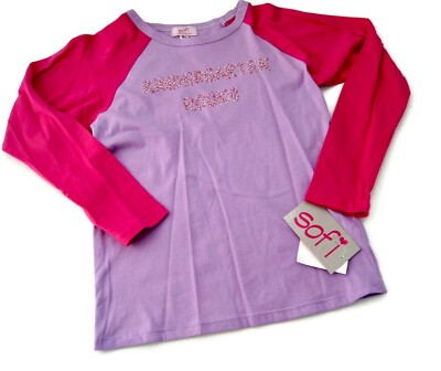 Sofi Raglan Shirt Girls Kids Kindergarten Rocks T-Shirt Lilac Fuchsia 6X