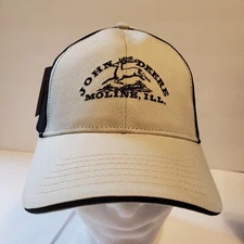 John Deere Tractors Hat Moline IL Authentic Adjustable Strapback Black Tan NWT