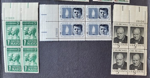 Six USA 5-cent plate blocks MNH as shown - see description - Picture 3 of 3