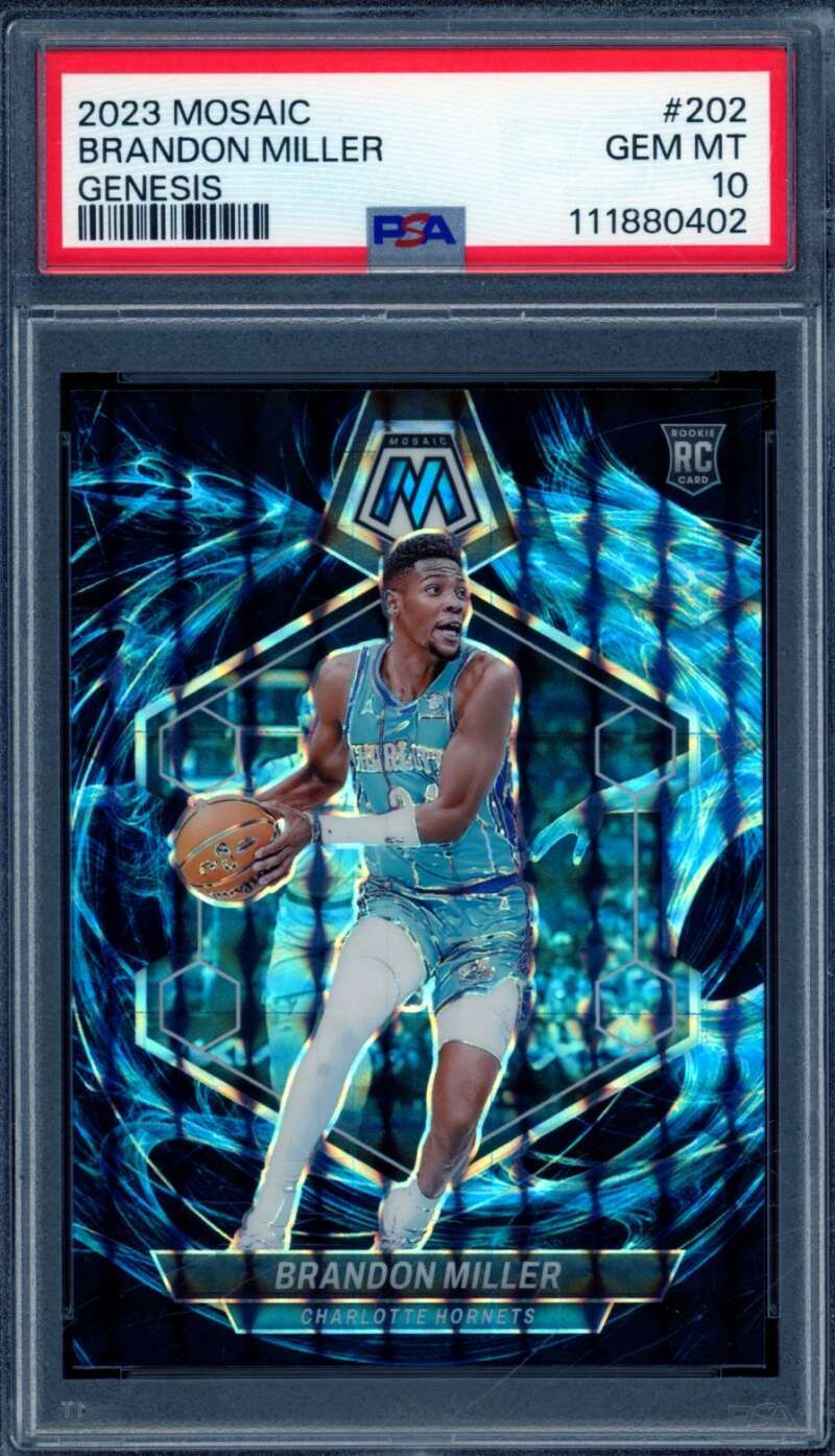 Brandon Miller Rookie Card 2023-24 Mosaic Genesis (pop 13) #202 PSA 10