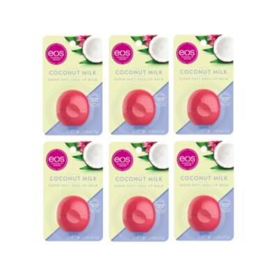 6 Pack Eos Visibly Soft Lip Balm Sphere Coconut Milk 0.25Oz Each