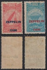 BRAZIL 1931 ZEPPELIN Sc C26-C27 RHM Z10-Z11 FULL SET HINGED MINT CV$225.00