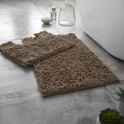 2 PIECE NON SLIP BATH MAT Ultra Plush Soft Bathroom Mat Pedestal Set Toilet Rug - Picture 10 of 16
