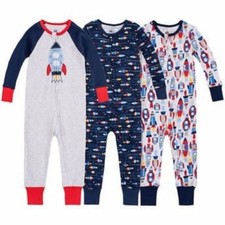 3 pack Kids Headquarters Kids' Cotton Sleepers, Rocket