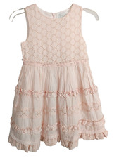 Polly Flinders Heirlooms Dress Zip Back Slvless Pink Lined  Skirt Slip 4 15962