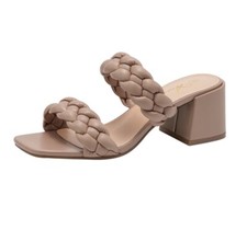Athlefit Women's Braided Heeled Sandals Strappy Square Open Toe Heels Backless