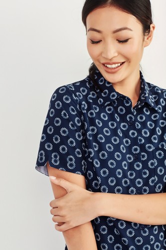 Biz Care Florence Womens Daisy Print Short Sleeve Shirt Lightweight Easy Care - Picture 12 of 23