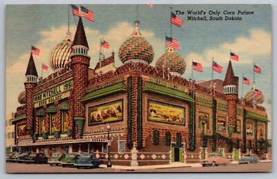 Mitchell SD South Dakota-World's Only Corn Palace-c1930s UNUSED Linen Postcard