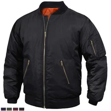 Men's Premium Bomber Jacket Full Zip Up Quilted Lined Pilot Jacket Casual Work