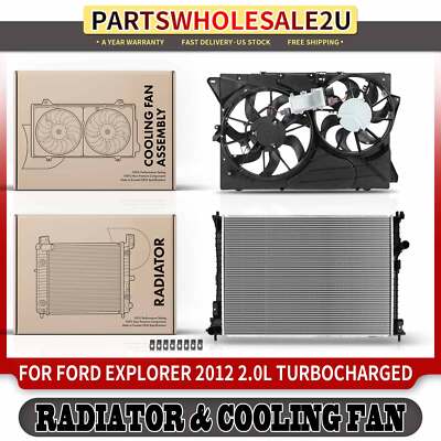 Set of 2 Radiator & Dual Cooling Fan Assembly Kit for Ford Explorer	2012 L4 2.0L