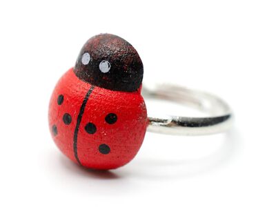 Marienkäfer Kinderring Miniblings Ring Fingerring Glücksbringer Glück Käfer Holz