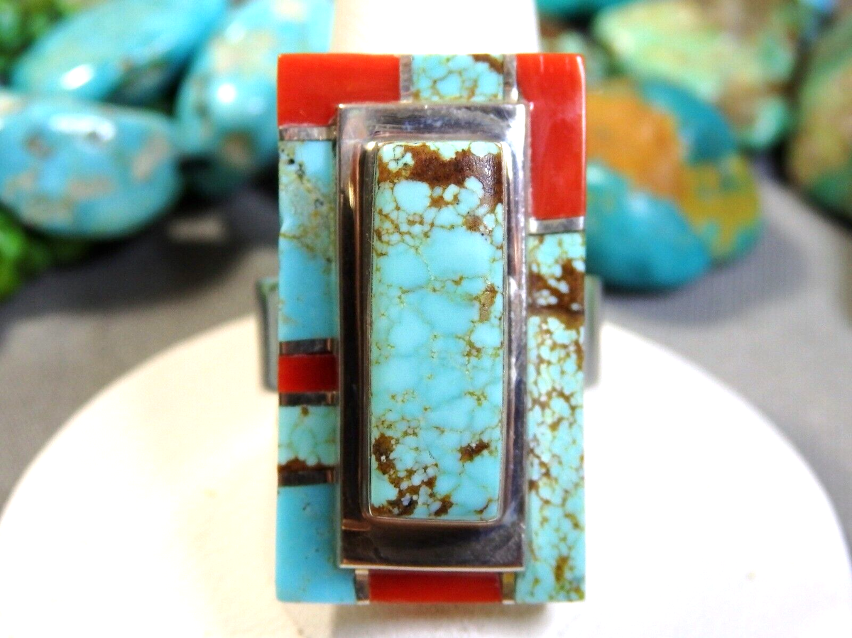 Rare Wide Webbed #8 Turquoise Vintage Navajo Native American Jewelry Silver Bracelet Old Rare Wide Webbed #8 Turquoise Vintage Navajo Native American Jewelry Silver Bracelet Old