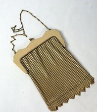 Vintage Flapper Era Whiting Davis Cream Color Gold Tone Hardware Mesh Purse