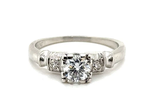 Art Deco Diamond Engagement Ring .50ct Original 1930-1940 Antique Platinum