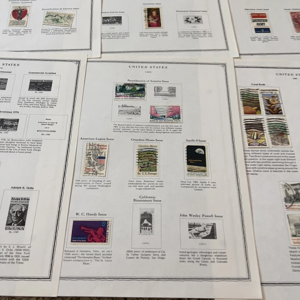 US STAMPS LOT ON SCOTT ALBUM PAGES STATE COMMEMORATIVES, MASKS, CORAL REEFS #42 - Image 4 of 4