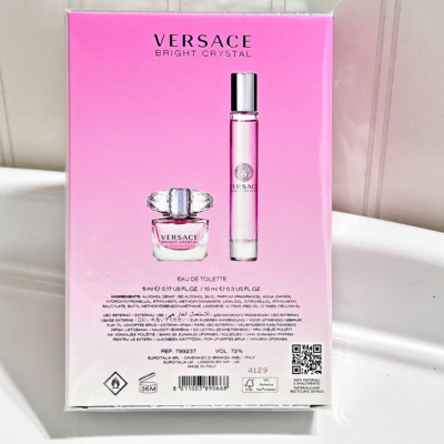 New Sealed 2PC Versace Bright Crystal EDT Perfume Travel set (0.33oz+0.17oz)