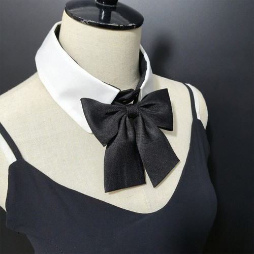 Student Uniform Lapel Blouse Detachable Faux Collar with Black Bowtie for Women - Picture 5 of 8