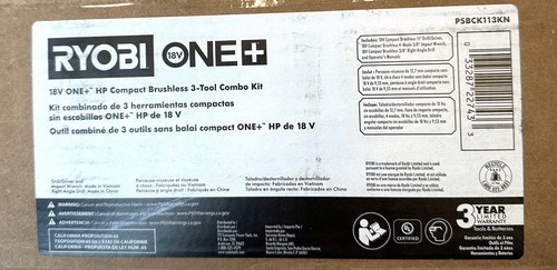 Ryobi One+ 18V HP 3 Tool Kit Drill Driver Impact & Right Angle Drill Tools Only - Picture 13 of 13