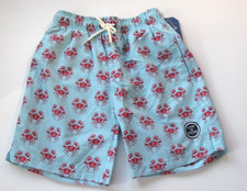 Life is Good Boys 8 Board Swim Shorts Lined Trunks Blue Crab Print Lined