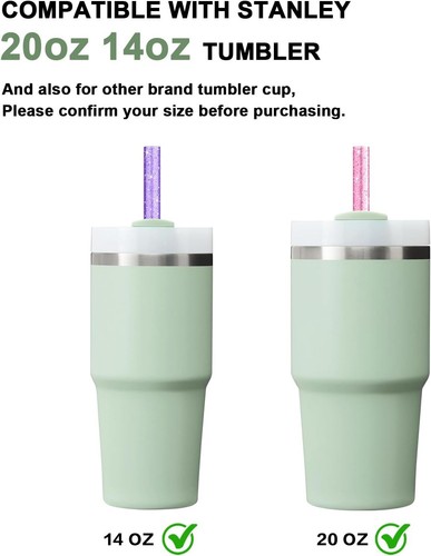 6Pack Glitter Replacement Straws for Stanley Cup 20oz 14oz Tumbler, Yoelike - Picture 4 of 7