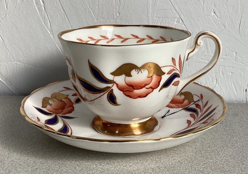 Royal Chelsea Teetasse Untertasse Set Bone China England blau orange floral
