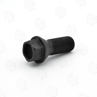 1x M14x1,25 27mm Radbolzen, OEM Style, schwarz, konische Sitzmuttern Laschen für BMW