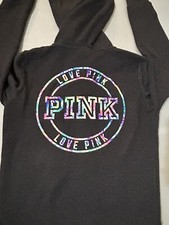 Victoria Secret Pink Hoodie Size XS Tie Dye Logo Full Zipper Pockets