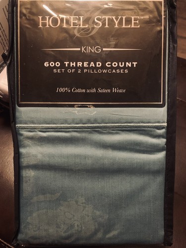 Hotel Style Pillowcases KING 600 Thread Count Set of 2 100% Cotton Teal