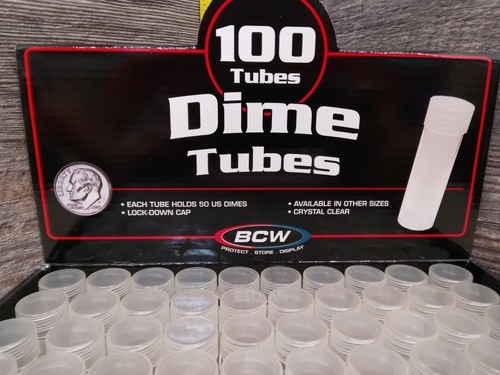 Lot de 10 - Tubes à monnaie BCW Clear Dime rangement transparent avec bouchon à vis peut contenir 50 dimes - Photo 3/6