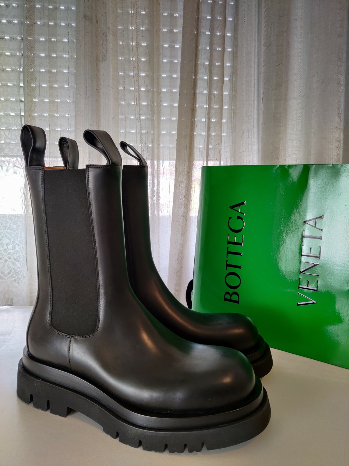 BOTTEGA VENETA Black Lug Boots size 42