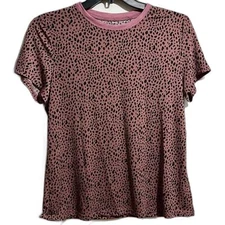 Animal Print Tee Shirt Purpple Black Pink (747)