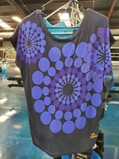 Desigual brand navy sleeveless blouse w/royal blue design.  Multiple Sizes
