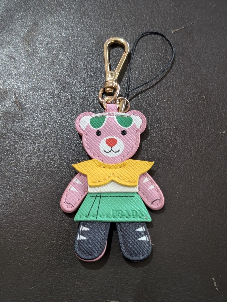 小物 PRADA Teddy Saffiano Leather Keyring Prada Saffiano Leather Teddy Bear 