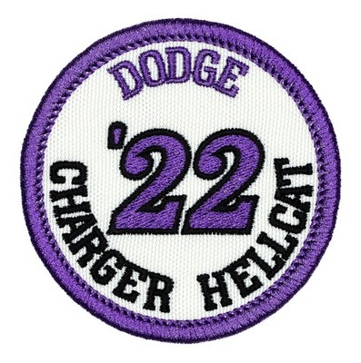 2022 Dodge Charger Hellcat Embroidered Patch Ivory/Purple Iron-On Sew-On Hat Bag