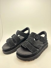 UGG Goldenstar Black Platform Suede Slingback Sandals Size US 5.5 Womens NWOB