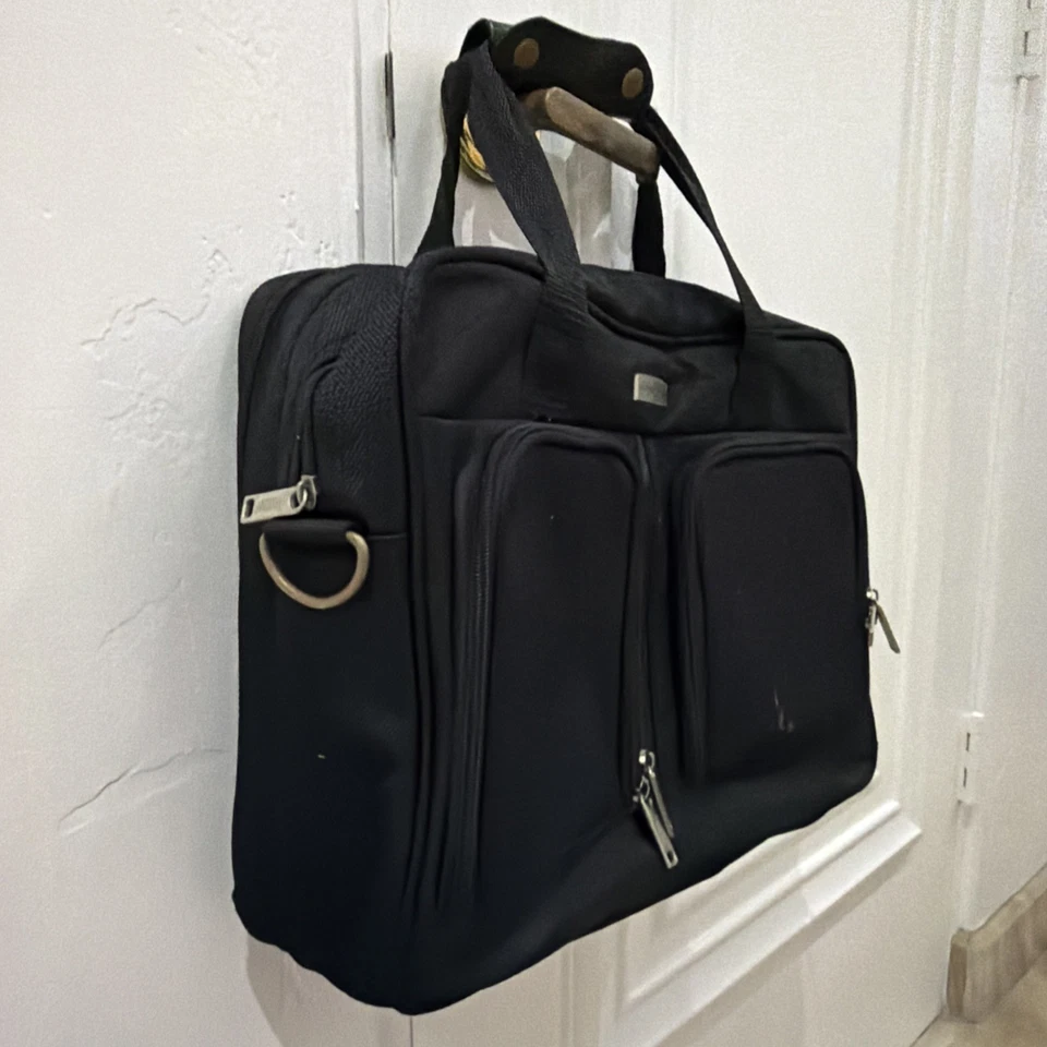 Винтажный Geoffrey Beene ноутбука Messenger сумка Tech мульти карман с подкладкой черный путешествий - Изображение 3 из 4