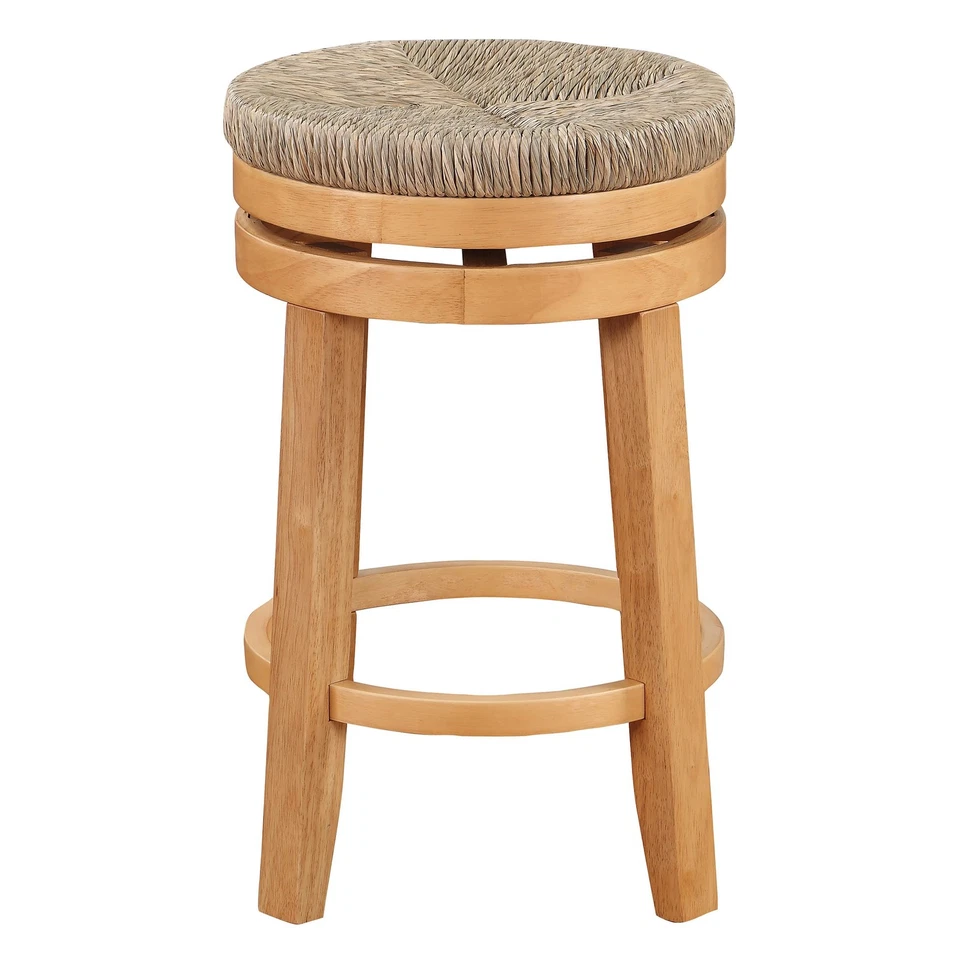 Swivel 26" Counter Stool with Woven Seagrass Seat 2-Pack, Natural Woodgrain F... - Image 2 of 4